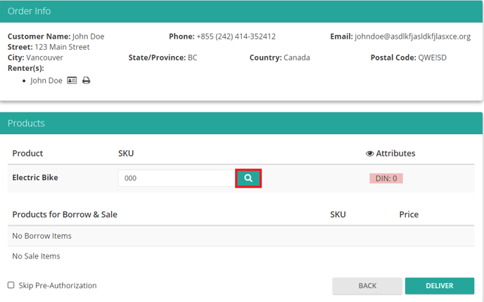 Choosing SKU from order
