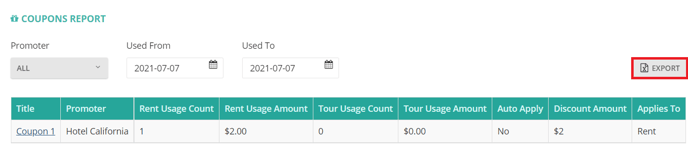Coupon report export
