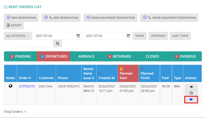Rent Order SKU