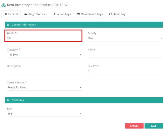 SKU edit product
