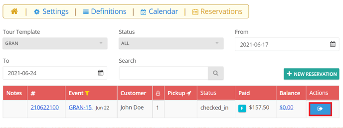 check out reservation